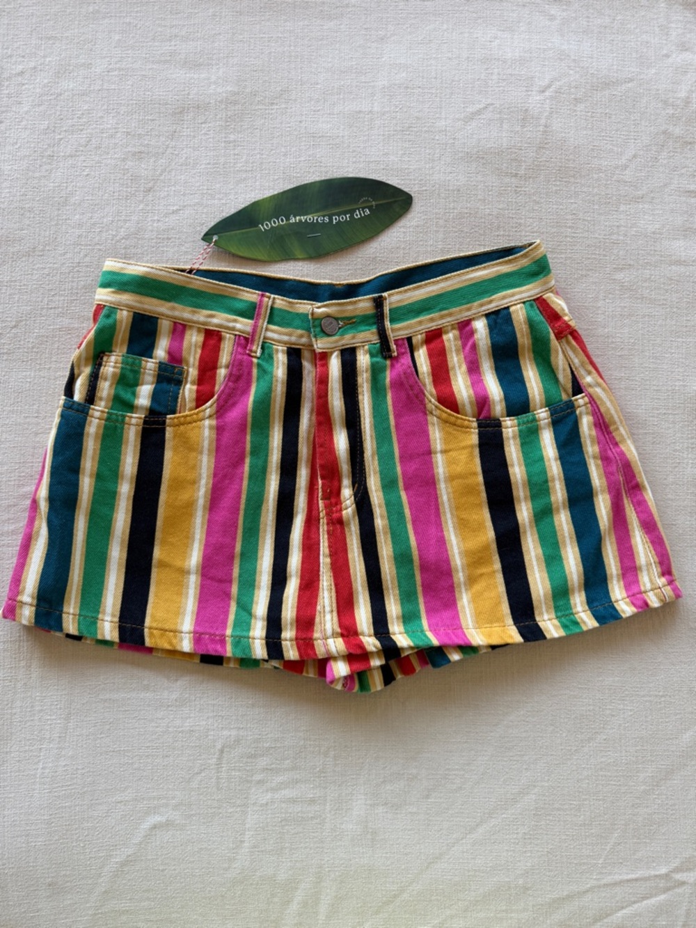 FARM Rio Striped Denim Skort 🌈 😎 NWT Brazil 🇧🇷